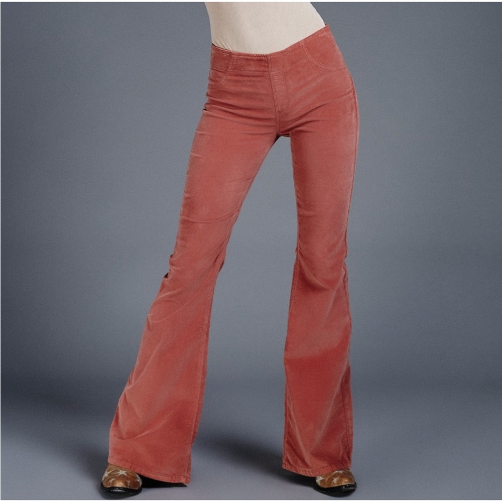Free People We The Free Pink Corduroy Flared Wide Leg Pants